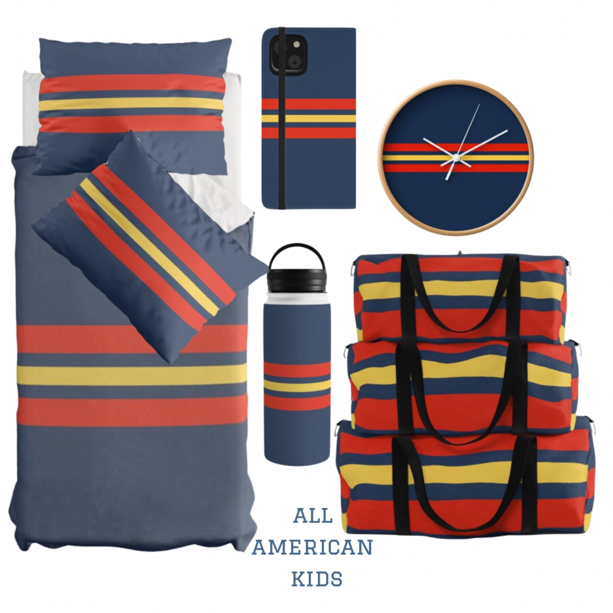 Navy bedding with a collegiate edge! Preppy dorm room, Ivy League design inspo, dorm room decor, back to school, bag to campus, rugby strikes, red navy gold 

#LTKkids #LTKBacktoSchool #LTKhome