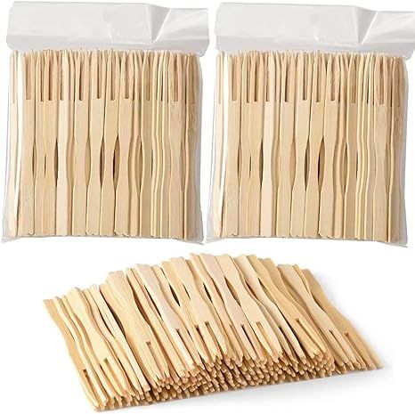 200 Pack Bamboo Cocktail Forks, 3.5 Inch Natural Bamboo Forks, Toothpicks for Appetizers for Part... | Amazon (US)