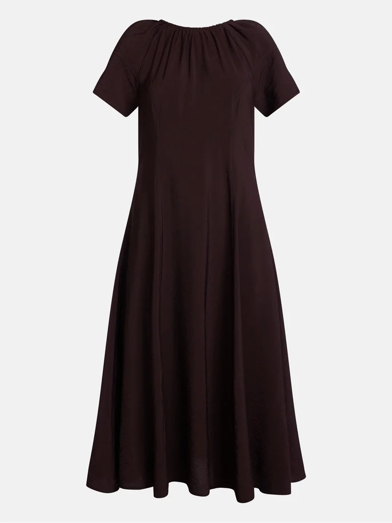 Scenario Women's and Women's Plus Puff Sleeve Seamed Dress, Sizes XS-4X | Walmart (US)