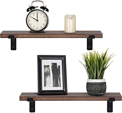 Mkono Floating Shelves Wall Mounted Rustic Wood Wall Shelves Modern Storage Shelving with L Brack... | Amazon (US)