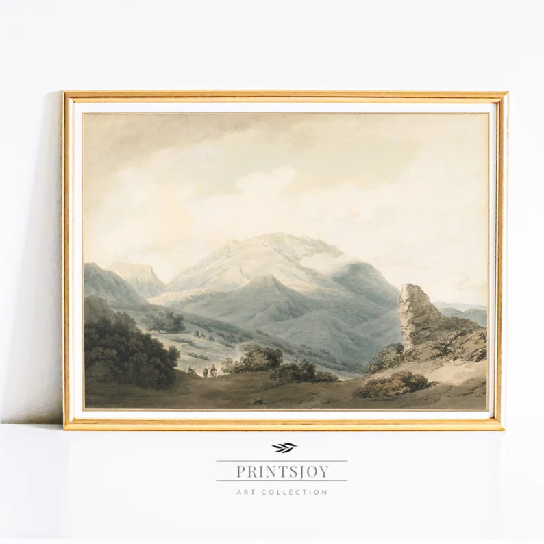 Printable Vintage Mountain Painting Wall Art DIGITAL Downloadmountain Printable Artantique Art Pr... | Etsy (US)