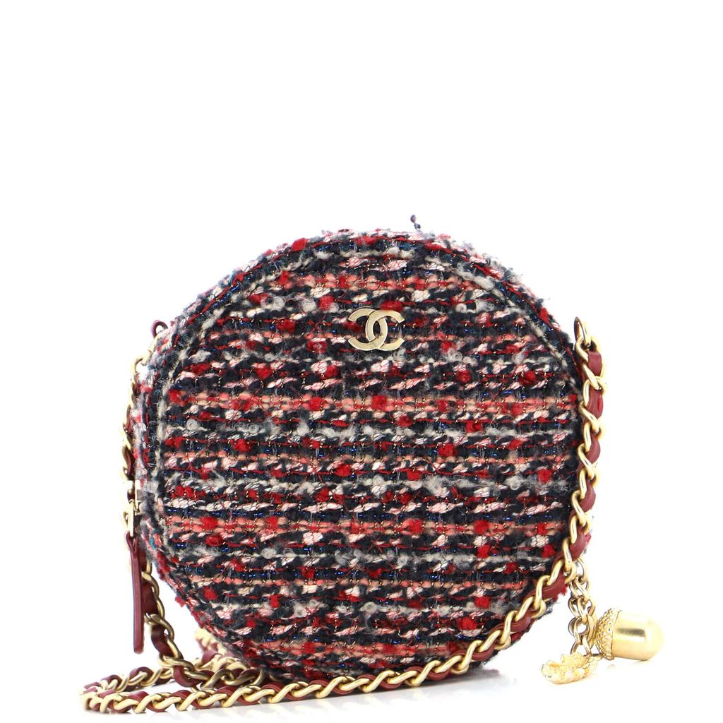 Charm Round Clutch with Chain Quilted Tweed | Rebag