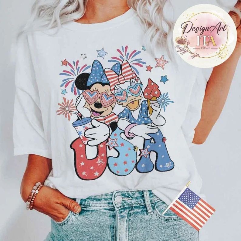Vintage Disney USA Minnie Daisy 4th of July Shirt, Disney Best Friends Minnie Mouse Daisy Duck Pa... | Etsy (US)