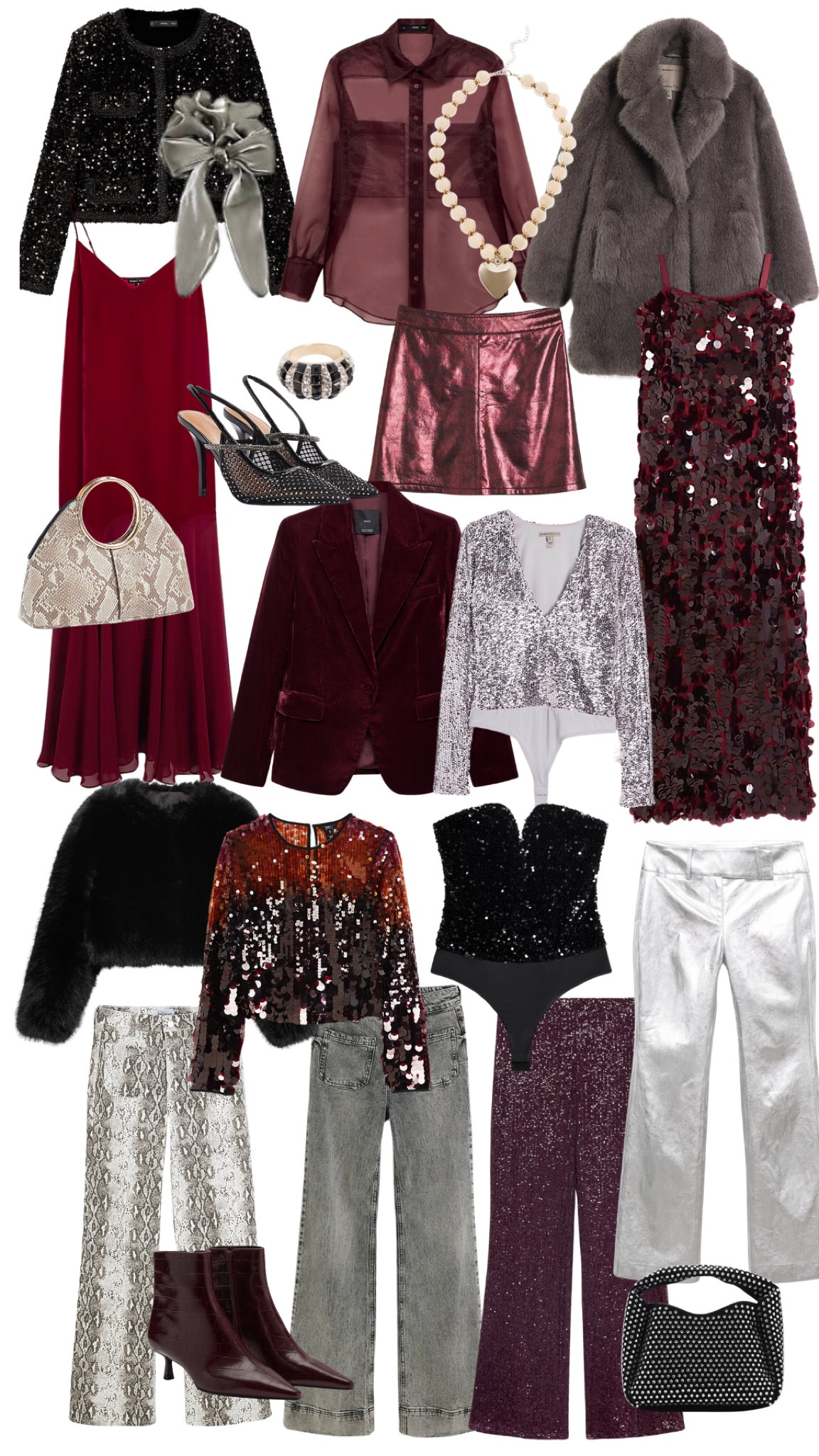 Burgundy party edit. The colour of the season paired back with snake print, faux fur and sequins! Lux and so on trend! 

Outfit inspiration | party edit | Christmas outfits 

#LTKautumn #LTKpartywear #LTKuk