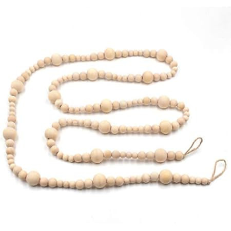 2PCS Wooden Beads Christmas Garland 14.4 Feet Wood Bead Garland Boho Christmas Tree Hanging Decorati | Amazon (US)