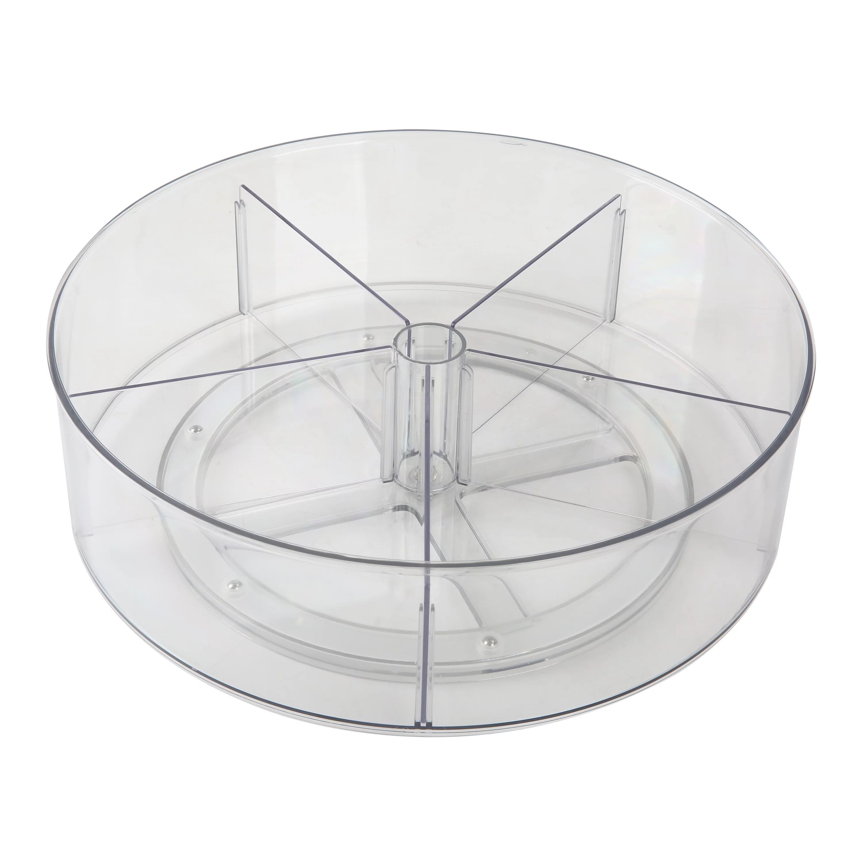 The Home Edit Clear Plastic High Wall Turntable with Removable Dividers, 12" x 12" x 3.5" | Walmart (US)