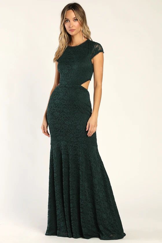 Lovely Allure Dark Teal Lace Short Sleeve Maxi Dress | Lulus (US)