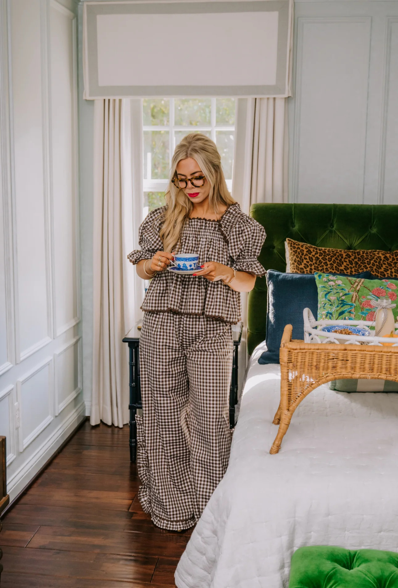 Polly Pajama Set in chocolate gingham | Elizabeth Wilson Designs
