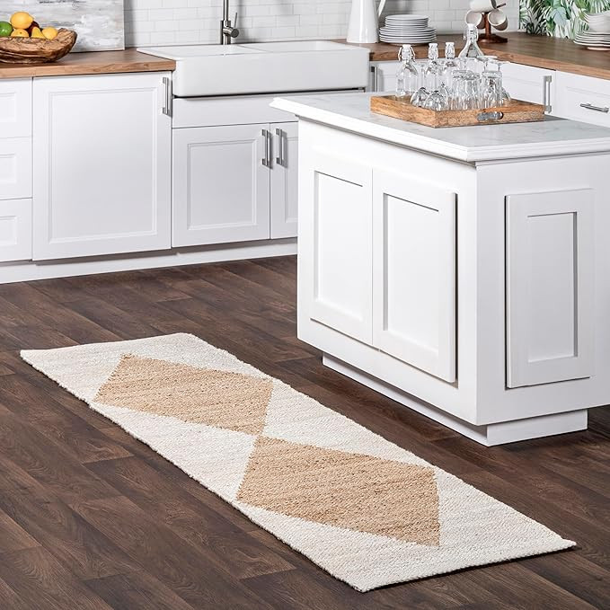 nuLOOM Pandora Diamond Jute Area Rug - 2x6 Jute Runner Rug Global Inspired Ivory Rugs for Dining ... | Amazon (US)