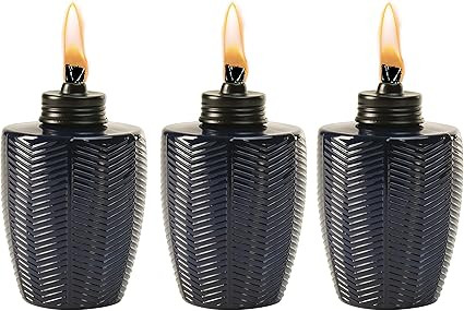TIKI Brand Herringbone Blue Glass Tabletop Torch (Set of 3) | Amazon (US)