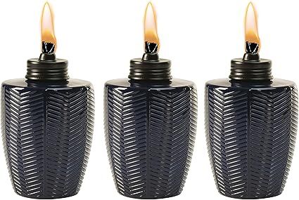 TIKI Brand Herringbone Blue Glass Tabletop Torch (Set of 3) | Amazon (US)