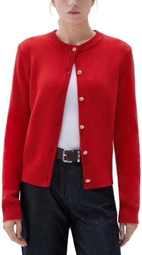 SUUKSESS Women Chunky Cashmere Cardigan Sweaters Trendy Fall Fashion Button Up Long Sleeve Knit O... | Amazon (US)