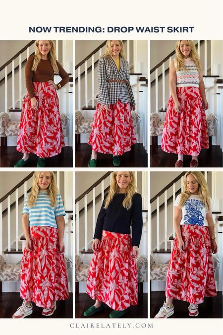 Trending - drop waist skirts 
On CLAIRELATELY.com are 6 ways to style them for work or weekend, which pieces you might already have in your closet.

Spring, vacation, Easter outfit idea 


#LTKparties #LTKstyletip #LTKworkwear