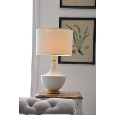 Ceramic Table Lamp with Linen Shade Cream - Storied Home: Gold Accents, UL Listed, No Assembly Required | Target