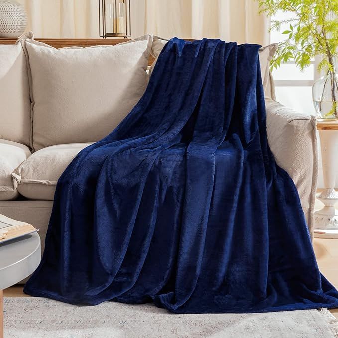 Fleece Plush Throw Blanket Navy Blue(50 by 60 Inches),Super Soft Fuzzy Cozy Flannel Blanket for C... | Amazon (US)