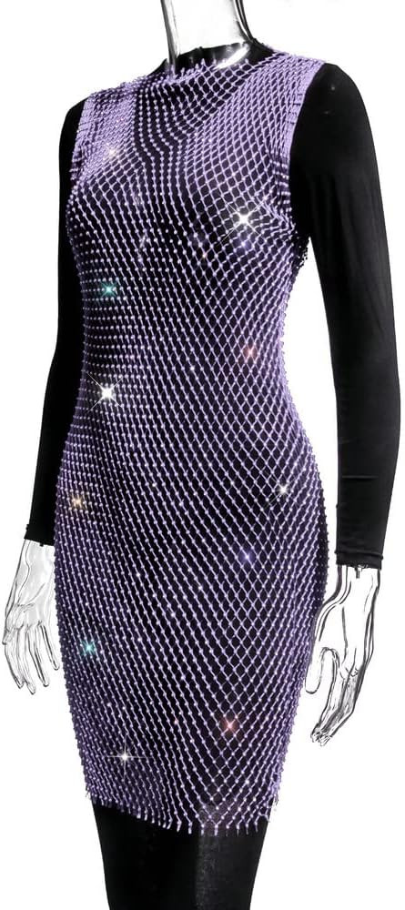 Formery Women Sexy See Through Mesh Swimsuit Cover Ups Rhinestone Beach Bikini Swimsuit Sleeveles... | Amazon (US)