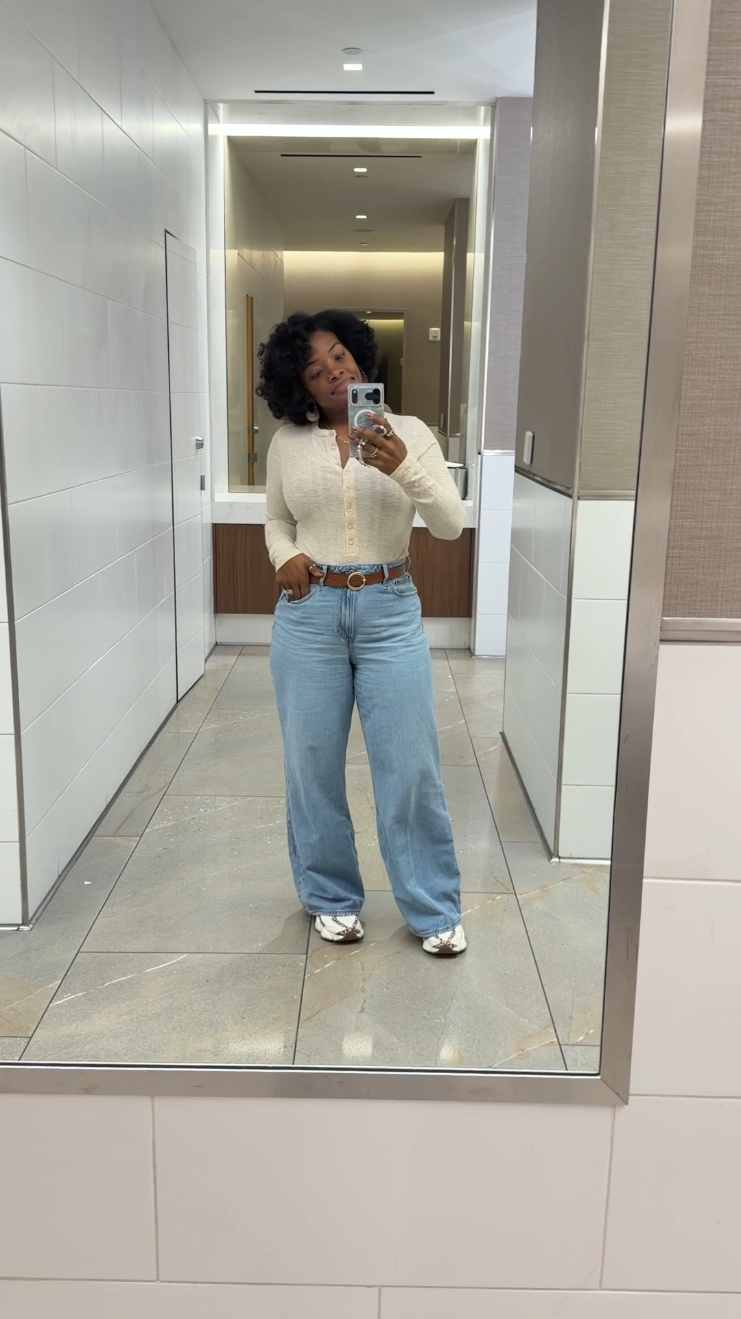 Rare for me to travel in jeans, but these wide legs are nice and comfortable. 

#LTKTravel #LTKdayinmylife #LTKootd