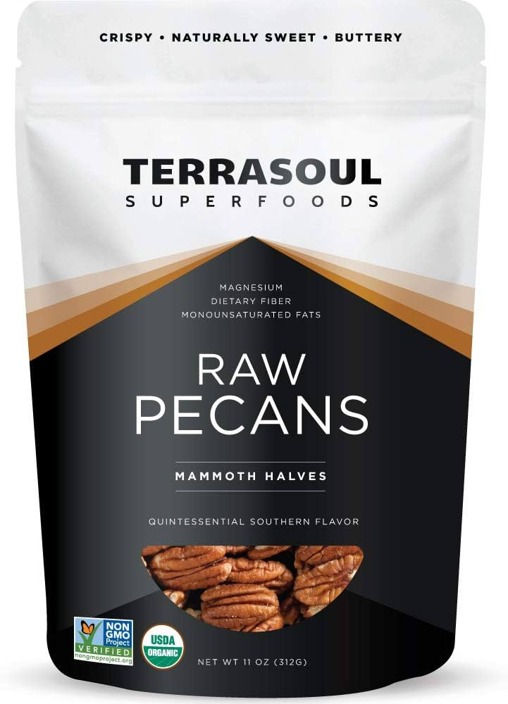 Terrasoul Superfoods Organic Pecans, 11 Oz (Pack of 1) - Mammoth Halves | Fresh | Raw | Amazon (US)
