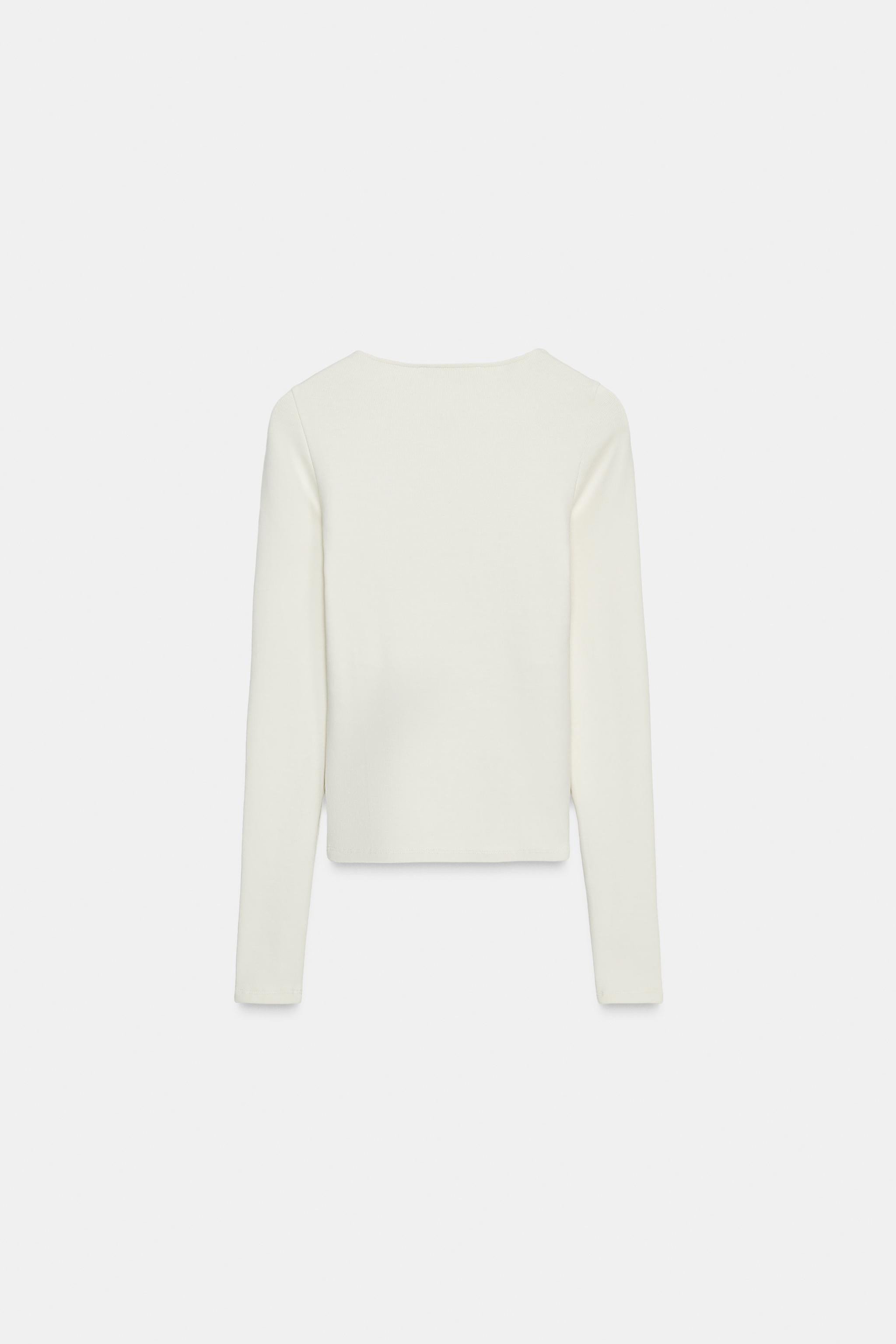 RIBBED SQUARE NECK TOP | Zara US