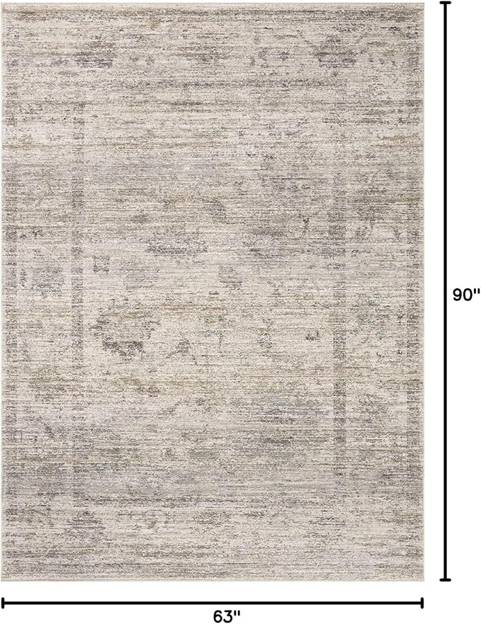 Loloi Magnolia Home by Joanna Gaines Millie Collection MIE-01 Silver/Dove 5'-3" x 7'-6", .25" Pil... | Amazon (US)