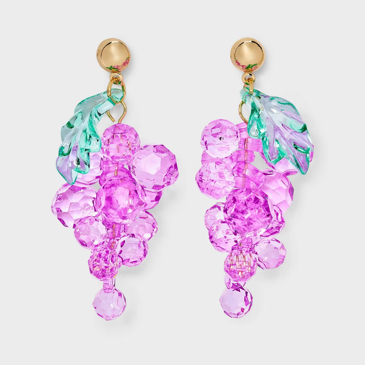 Grape Cluster Drop Earrings - A New Day™ Purple/Gold | Target