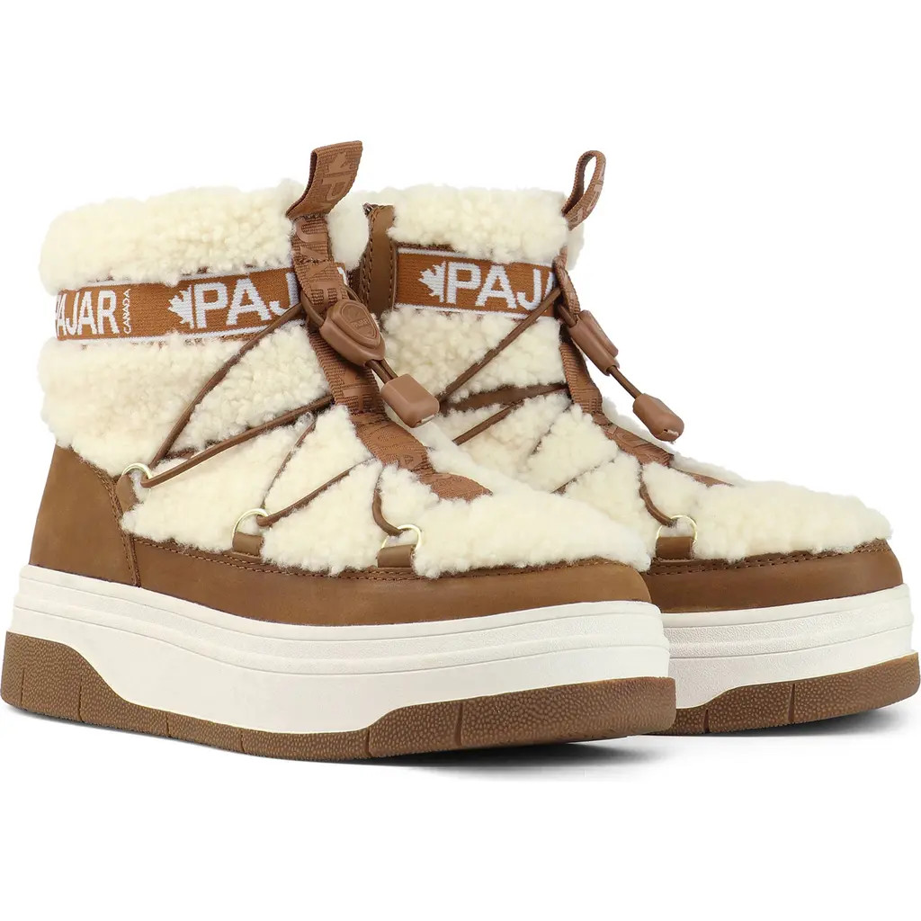 Pajar Janie Waterproof Faux Shearling Platform Bootie in Tan at Nordstrom, Size 9.5 | Nordstrom