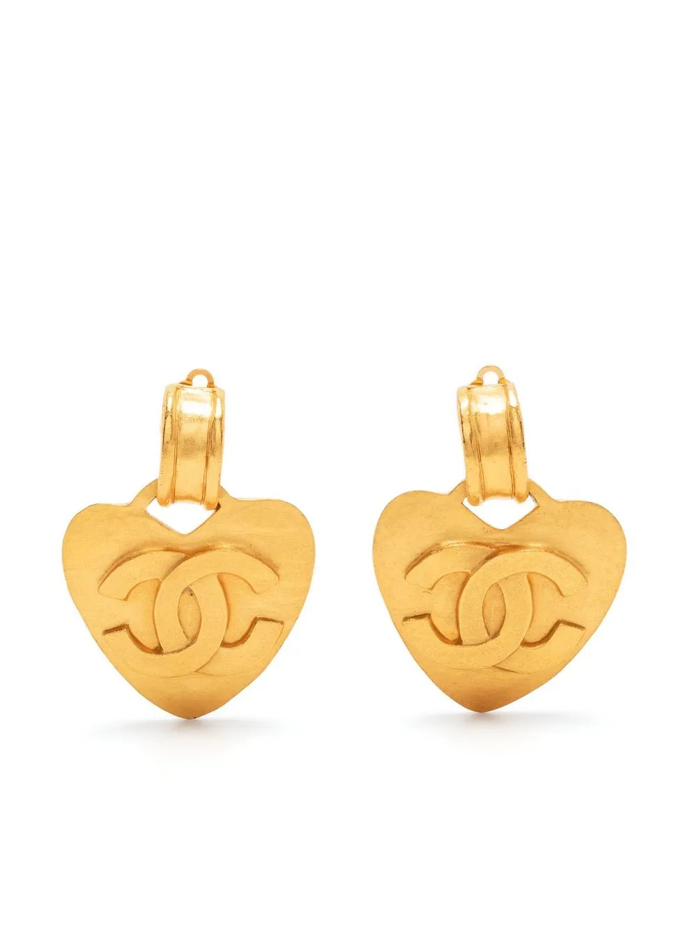 Chanel Pre-Owned 1995 CC Heart clip-on Earrings - Farfetch | Farfetch Global