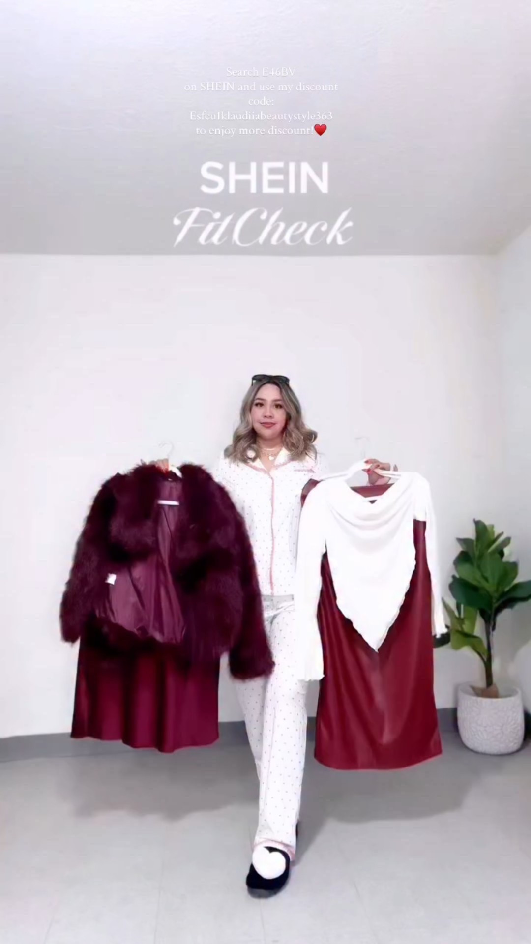 SHEIN Fit Check Challenge ♥️ para mis chicas Que aman el burgundy what is your favorite? ✨🪞 Busca 🔍  E46BV  En SHEIN to enjoy more discount!
@sheinofficial @shein_us 
#SHEINtrends #SHEINsaveinstyle #ad #fitcheck klaudiiabeautystyle 

#LTKValentine #LTKootd #LTKgrwm