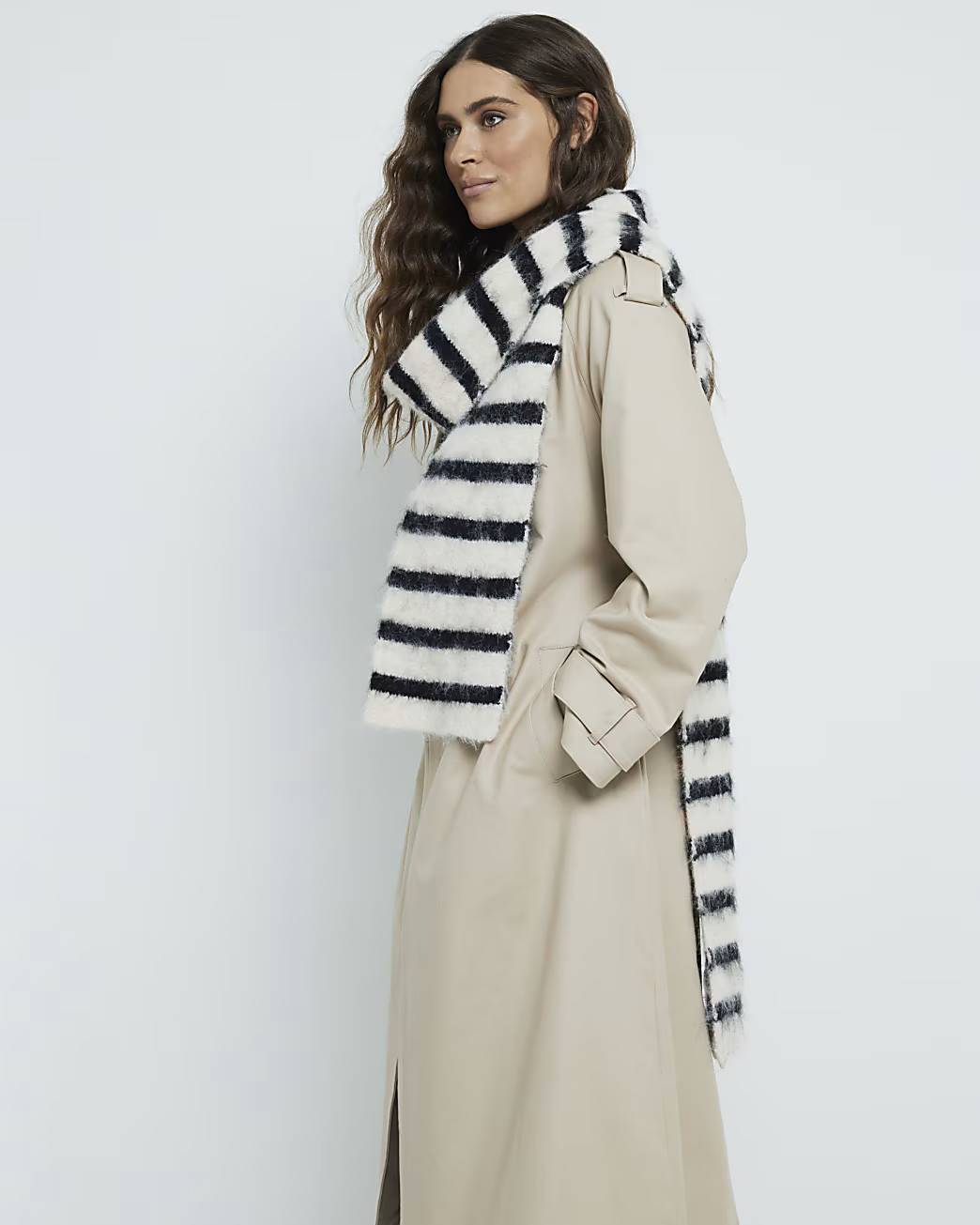 Black Skinny Stripe Scarf | River Island (UK & IE)