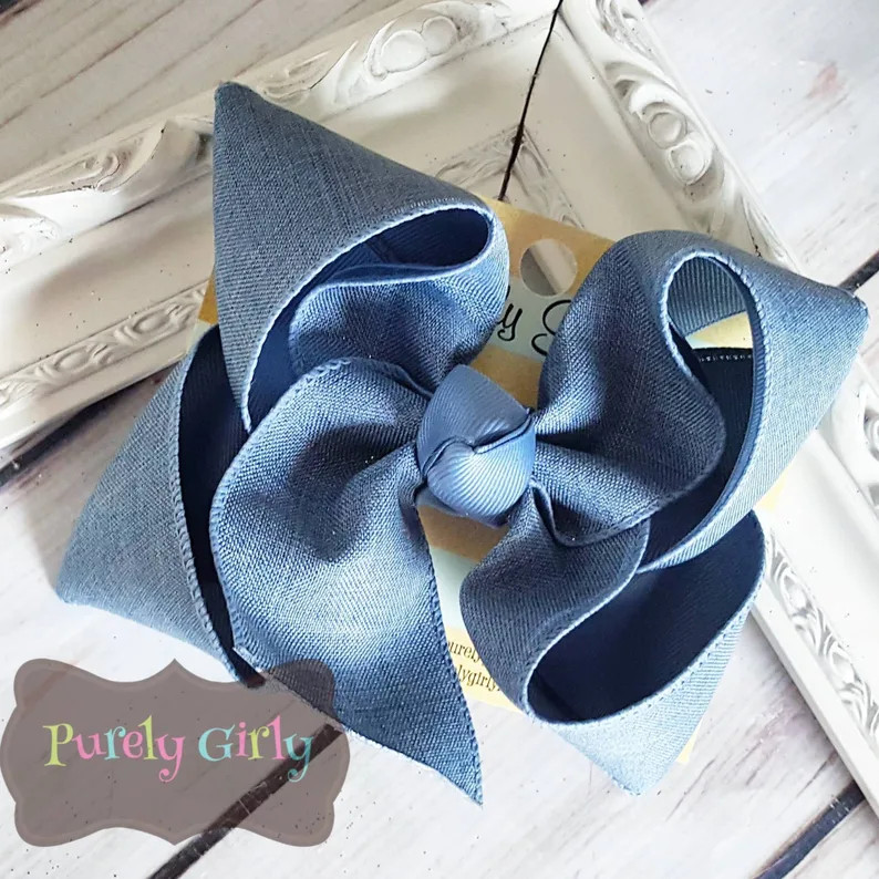 Denim Hairbow Large Denim Bow Denim Hair Bow Extra Large Denim - Etsy | Etsy (US)