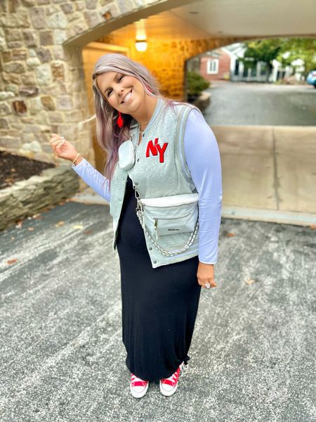 ✨SIZING•PRODUCT INFO✨
⏺ Letter Vest with Gray & White Stripes •• M •• Runs very oversized 
⏺ Black Maxi Dress •• linked similar 
⏺ White Scoopneck Bodysuit •• linked similar  
⏺ White Bum Bag •• linked similar 
⏺ Earrings •• SHEIN
⏺ Gold Bead Alphabet Bracelets •• Coco’s Beads

👋🏼 Thanks for stopping by!

📍Find me on Instagram••YouTube••TikTok ••Pinterest ||Jen the Realfluencer|| for style, fashion, beauty and…confidence!

🛍 🛒 HAPPY SHOPPING! 🤩

#fall #falloutfit #fallfashion #fallstyle #falloutfitidea #falloutfitinspo #autumn #autumnstyle #autumnfashion #autumnoutfit  #converse #shoes #sneakers #hightops #high #tops #hitops #converseshoes #conversesneakers #conversehightops #chucks #chuck #converseoutfit #converseoutfitidea #outfit #inspo #converseinspo #conversestyle #stylingconverse #sneakerstyle #sneakerfashion #sneakeroutfit #sneakerinspo #ltkshoes #conversefashion #sneakersfashion #street #style #high #street #streetstyle #highstreet  #sneakersfashion #sneakerfashion #sneakersoutfit #tennis #shoes #tennisshoes #sneakerslook #sneakeroutfit #sneakerlook #sneakerslook #sneakersstyle #sneakerstyle #sneaker #sneakers #outfit #inspo #sneakersinspo #sneakerinspo #sneakerinspiration #sneakersinspiration ##casu u 
#under10 #under20 #under30 #under40 #under50 #under60 #under75 #under100
#affordable #budget #inexpensive #size14 #size16 #size12 #medium #large #extralarge #xl #curvy #midsize #blogger #vlogger
budget fashion, affordable fashion, budget style, affordable style, curvy style, curvy fashion, midsize style, midsize fashion


#LTKfindsunder50 #LTKstyletip #LTKfindsunder100