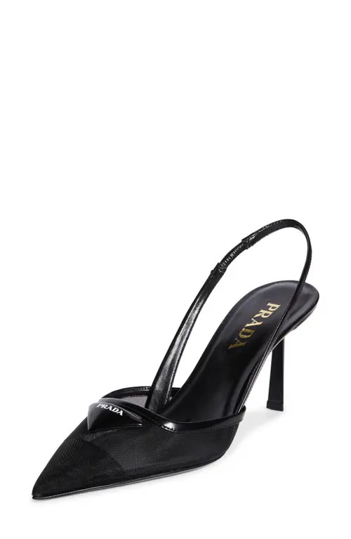 Prada Mesh Slingback Pump in Nero at Nordstrom, Size 36 | Nordstrom