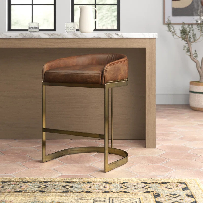 Bradley Leather and Antiqued Brass Metal Low Back | Wayfair North America