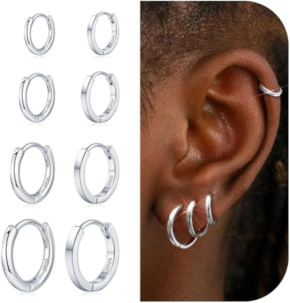 8 Pairs Gold Earrings Small Gold Hoop Earrings for Women,18K Real Gold Plated Gold Hoops Huggie C... | Amazon (US)