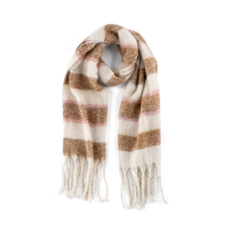 Shiraleah Brown and White Ria Stripe Oblong Scarf | Target