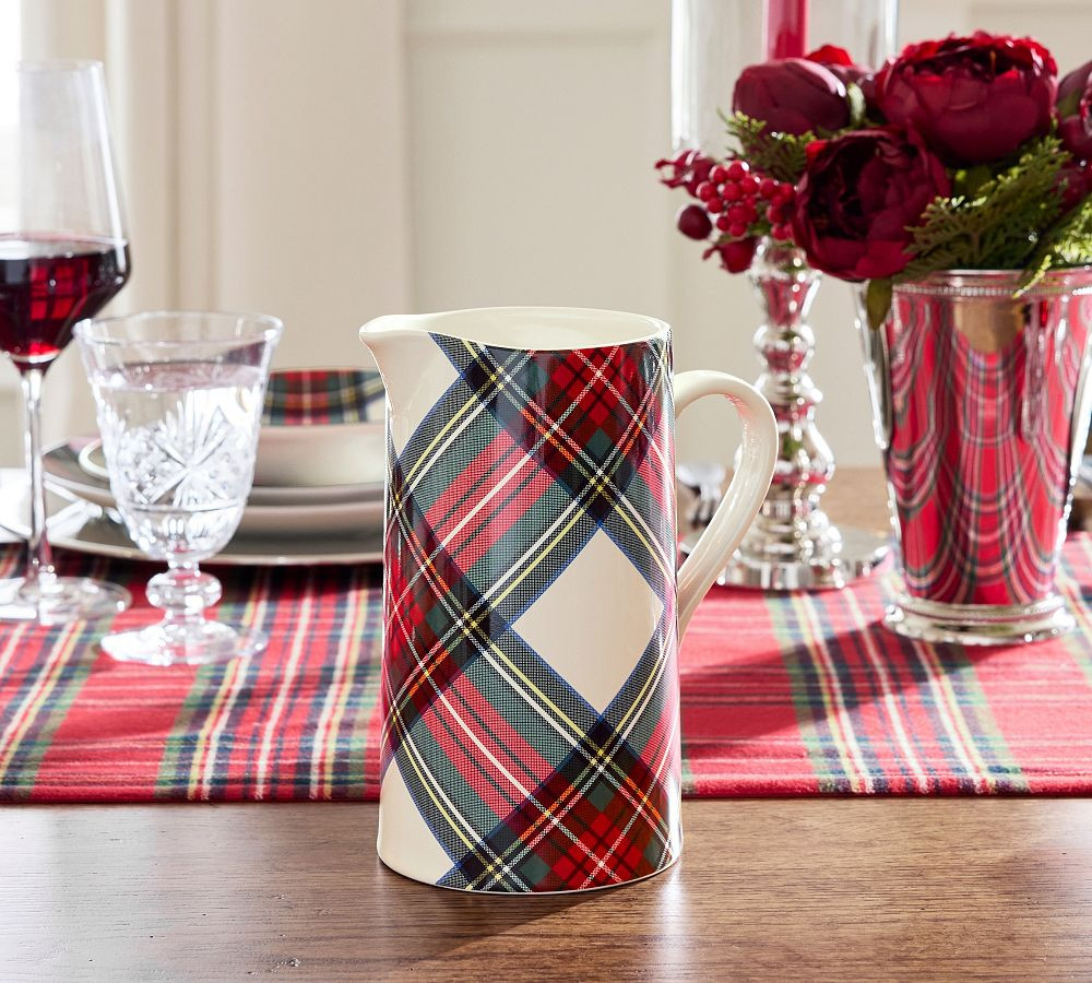 Stewart Plaid Stoneware Pitcher | Pottery Barn (US)