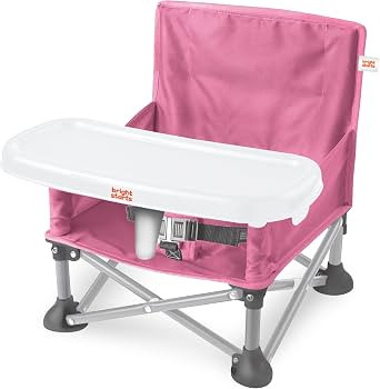 Bright Starts Pop 'N Sit Portable Booster, Indoor/Outdoor Use, Floor Seat with Feeding Tray, Pink... | Amazon (US)