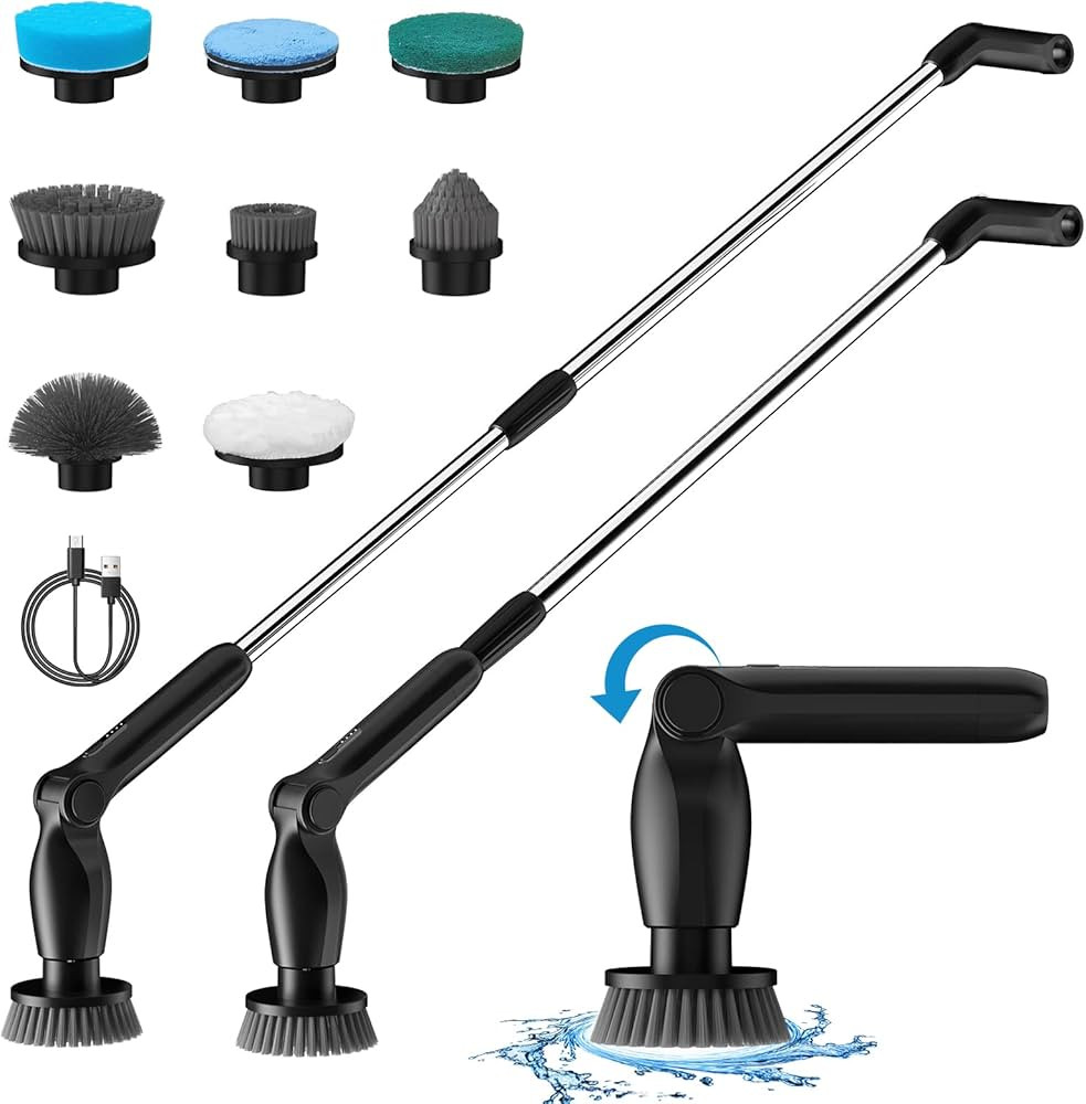 Leebein Electric Spin Scrubber, Cordless Cleaning Brush with 8 Replaceable Brush Heads, Adjustabl... | Amazon (US)