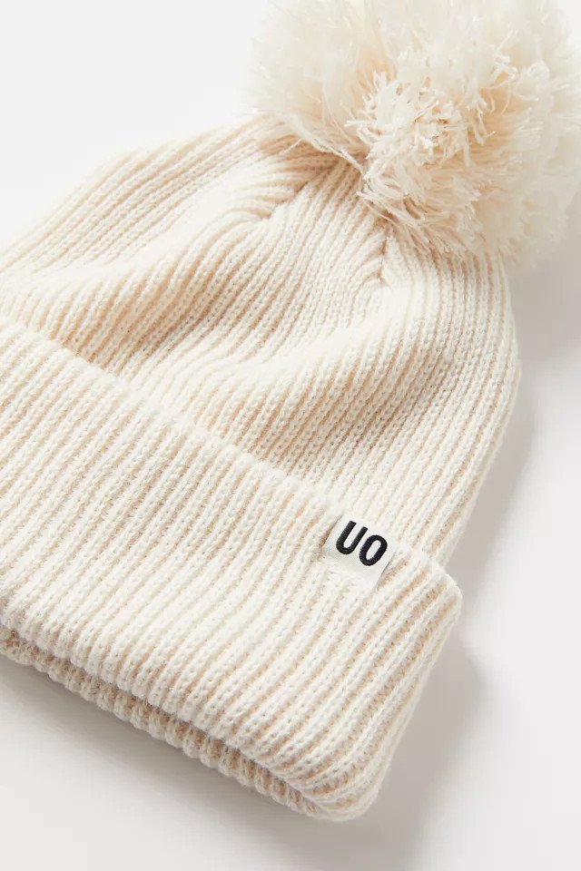 UO Ribbed Pompom Beanie | Urban Outfitters (US and RoW)