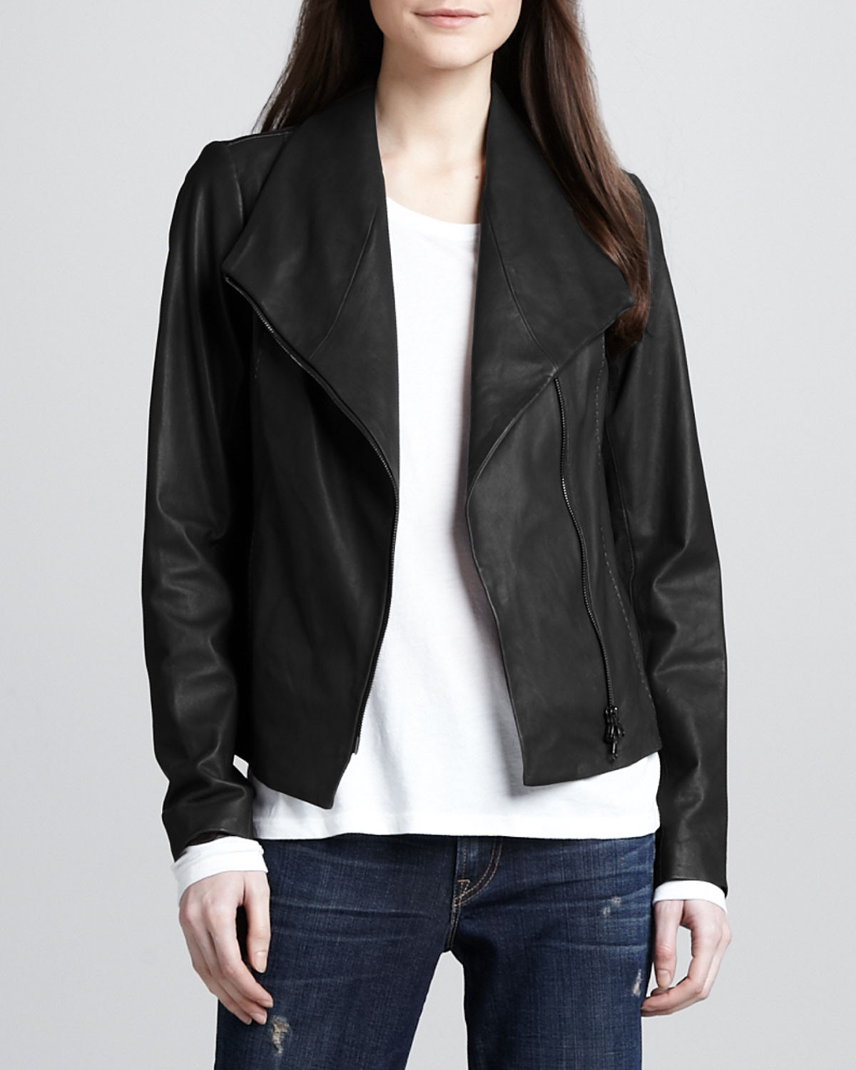 LEATHER SCUBA JACKET / BLACK | Neiman Marcus