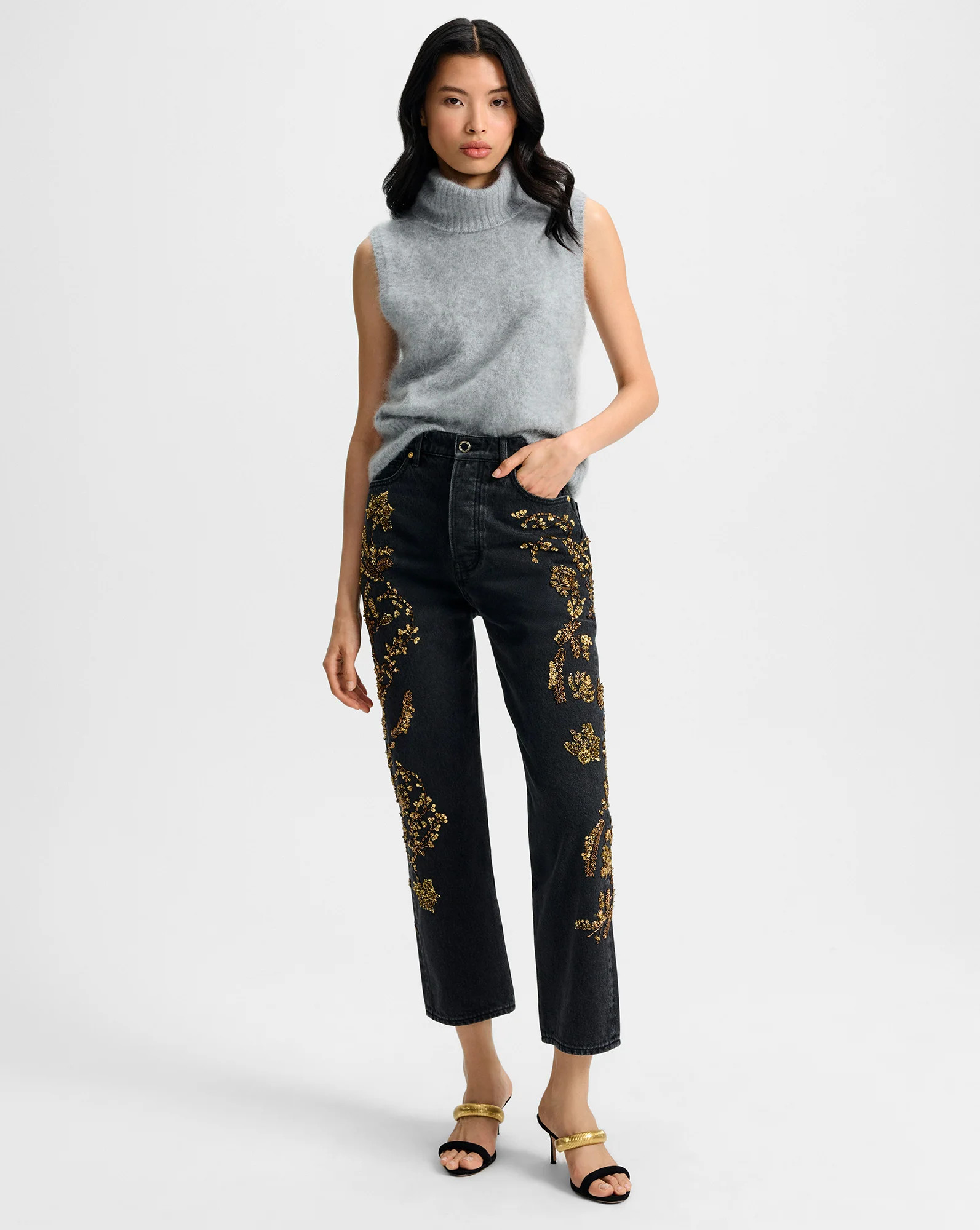 Daniela Embellished Straight-Leg Jean | Veronica Beard