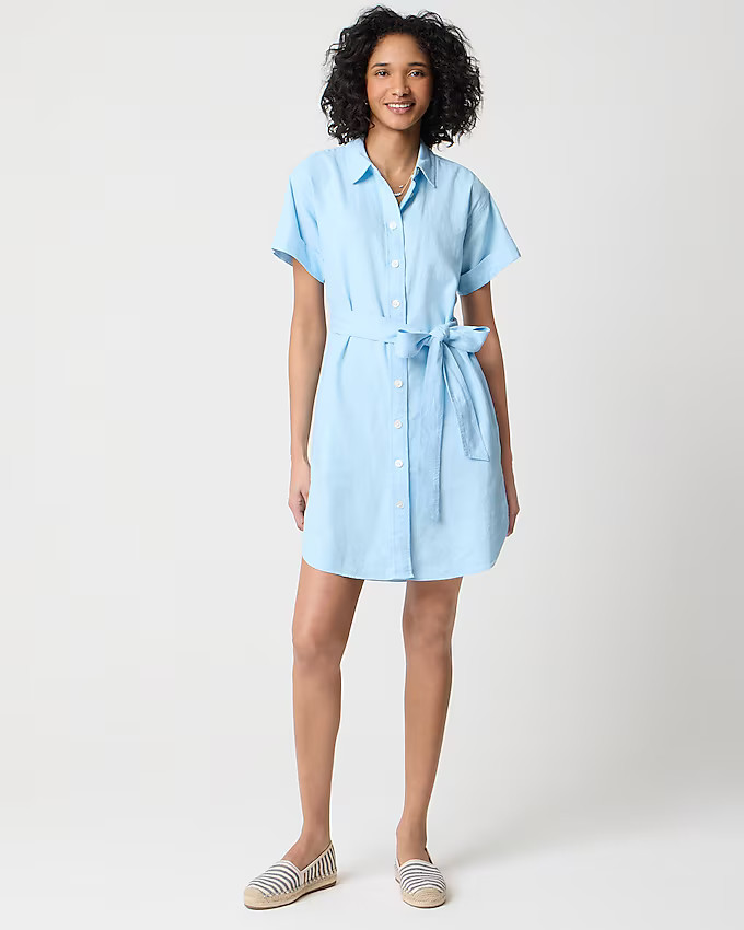 Linen-blend belted mini shirtdress | J.Crew Factory