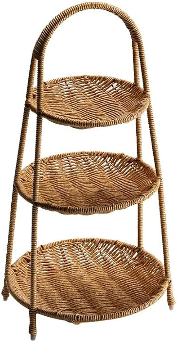 3 Tiered Serving Stand | Serving Tray for Party | Outdoor, Indoor Fruit Bowl | Rattan Platter for... | Amazon (US)