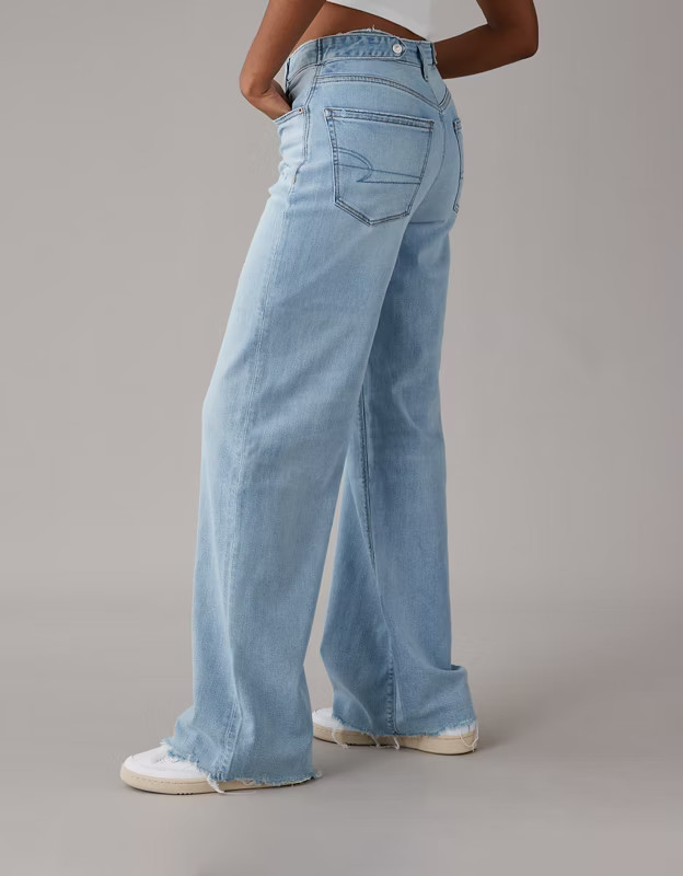 AE Dreamy Drape Stretch Super High-Waisted Baggy Wide-Leg Jean | American Eagle Outfitters (US & CA)