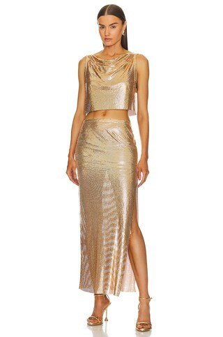 Sascha Top | Gold Top And Skirt Set Skirt And Top Set Gold Sequin Skirt Sequin Maxi Skirt Outfit | Revolve Clothing (Global)