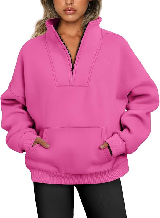 Trendy Queen Sweatshirts Quarter Half Zip Pullover Oversized Hoodies Sweaters Comfy Fall Outfits ... | Amazon (US)