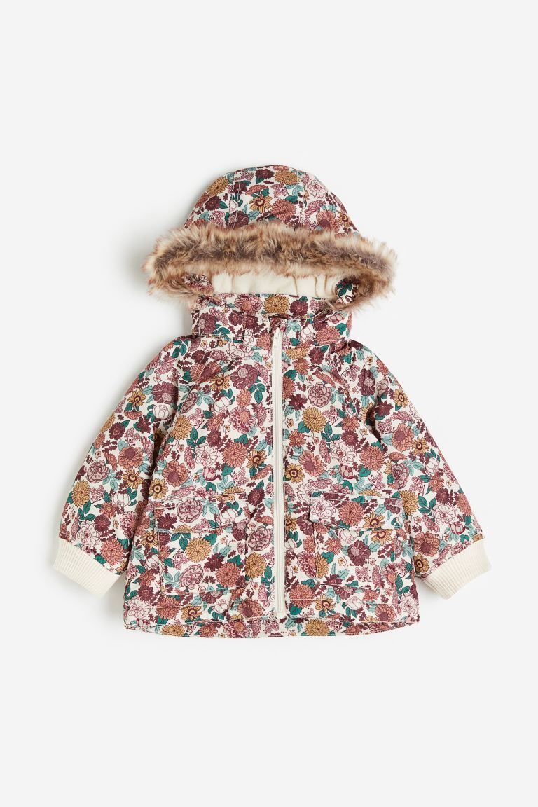 Padded Hooded Jacket - White/floral - Kids | H&M US | H&M (US + CA)