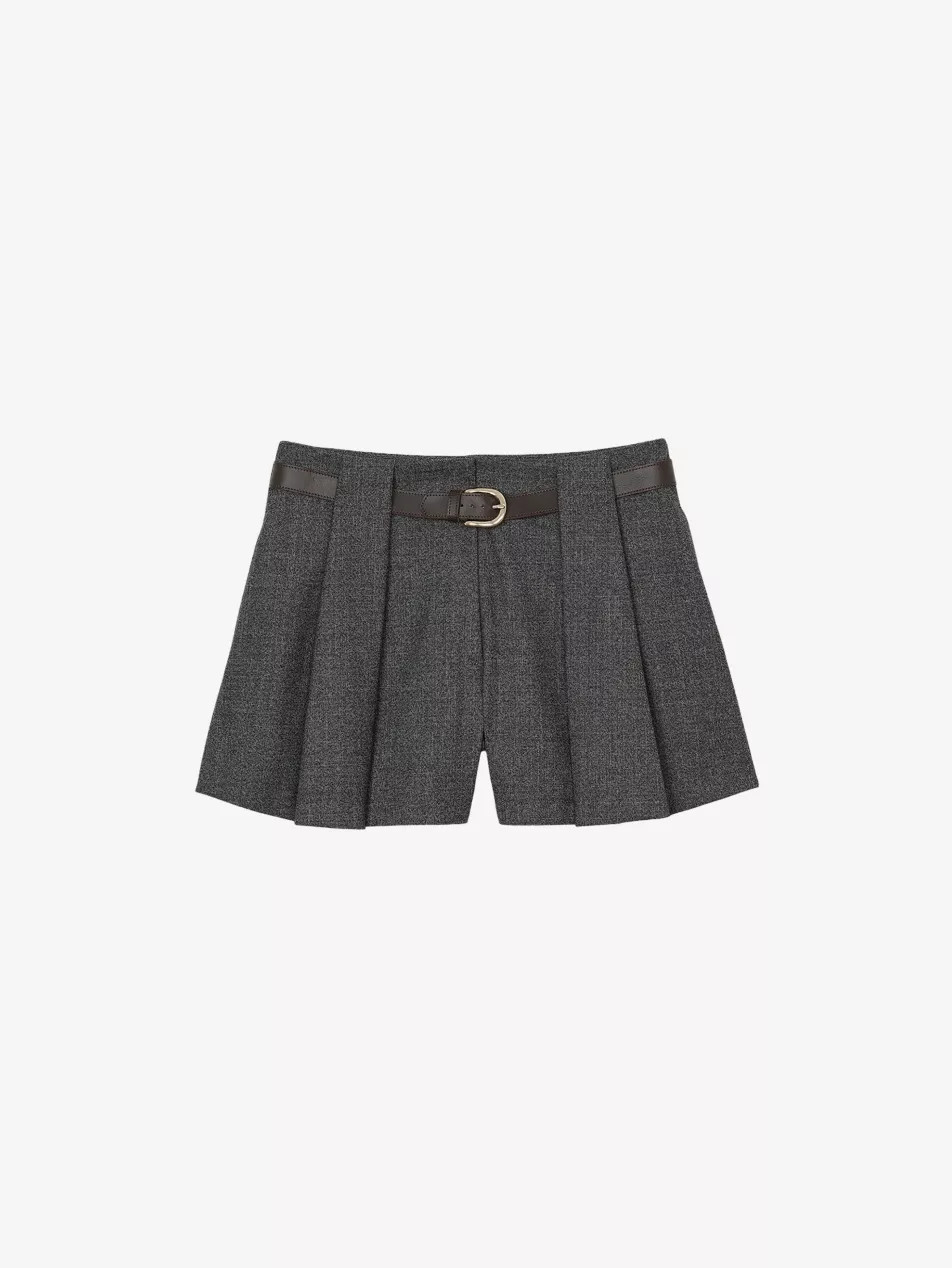 Belted-Waist High-Rise Pleated Stretch-Woven Shorts | Selfridges