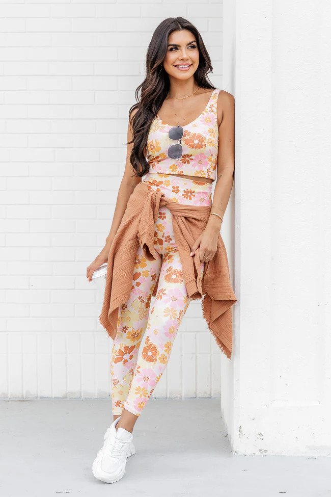 Doing This For Me Yellow Floral Active Tank | Pink Lily