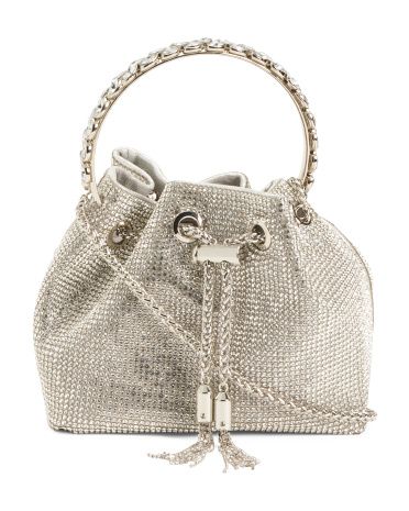Rhinestone Ring Top Handle Bag With Chain Shoulder Strap | TJ Maxx